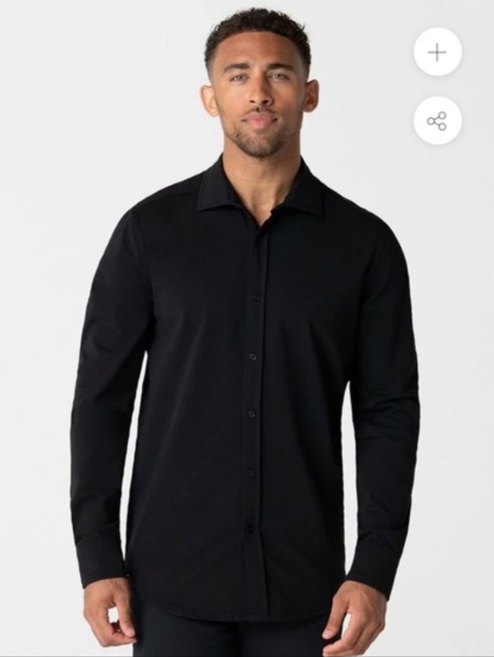 Swet Tailor Men's Black Classic Long Sleeve Button Down Polished Shirt, Medium